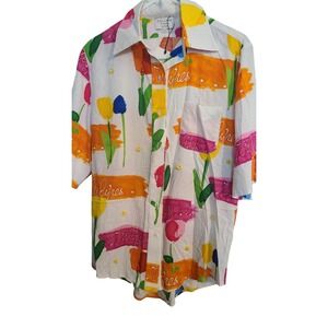 Collina Strada Tulips Oversized Printed‎ Shirt Size XS